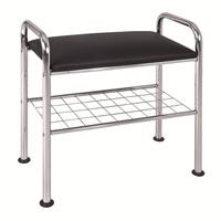 Marco Shoe Bench In Chrome With Black Faux Leather Seat