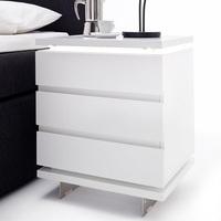 Matis Bedside Cabinet In Matt White With 3 Drawers And LED