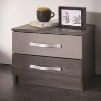 Magnum Bedside Cabinet In Vulcano Oak And Basalt With 2 Drawers