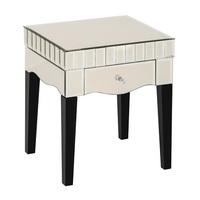 Matlock Mirror Side Table In Champagne With 1 Drawer