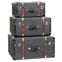 Maddison Modern Set of 3 Storage Cases Rectangular In Grey Linen