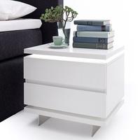 Matis Bedside Cabinet In Matt White With 2 Drawers And LED