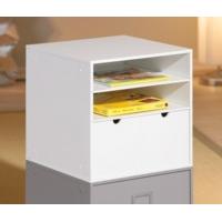 Maxim Shelving Unit In White One Shelf 2 Drawers For Office