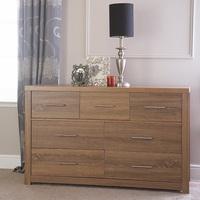 mariona wide chest of drawers in oak with 43 drawers