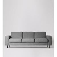 malvern three seater sofa in light grey wool black feet