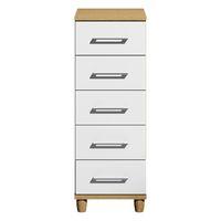 Marlena 5 Drawer Narrow Chest Oak and White