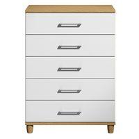 marlena 5 drawer chest oak and white