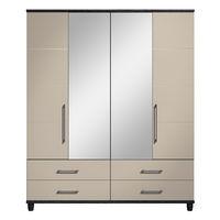 Marlena 4 Door Mirrored Gents Wardrobe Black and Pale Grey