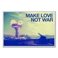 Make Love Not War Peace Poster Silver Framed - 96.5 x 66 cms (Approx 38 x 26 inches)