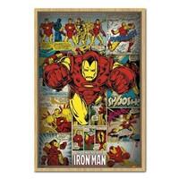 Marvel Comics Iron Man Retro Poster Beech Framed - 96.5 x 66 cms (Approx 38 x 26 inches)