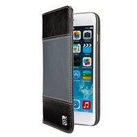Maroo - Leather Wallet Case for iPhone 6/6s Plus - Black/Grey