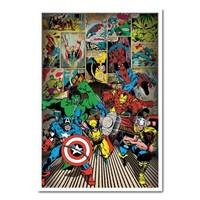 marvel comics here come the heroes poster white framed 965 x 66 cms ap ...