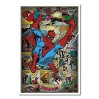 marvel comics spider man retro poster white framed 965 x 66 cms approx ...