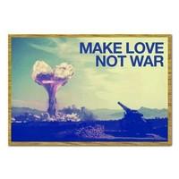 Make Love Not War Peace Poster Oak Framed - 96.5 x 66 cms (Approx 38 x 26 inches)