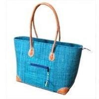 Madagascar Large Vero Raffia Turquoise Handbag