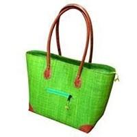 Madagascar Small Vero Raffia Lime Green Handbag