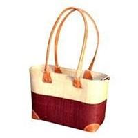 Madagascar Lova Raffia Cream and Brown Handbag