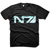 Mass Effect 3 Glitch N7 Logo T-shirt (Small, Black)