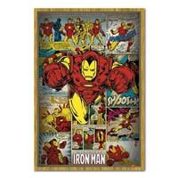 Marvel Comics Iron Man Retro Poster Oak Framed - 96.5 x 66 cms (Approx 38 x 26 inches)