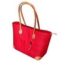 madagascar large vero raffia red handbag