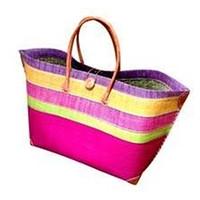 Madagascar Raffia Hot Pink Beach Basket