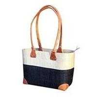 Madagascar Lova Raffia Cream and Black Handbag