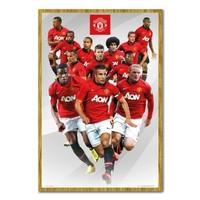 Manchester United Players 13/14 Season Poster Oak Framed - 96.5 x 66 cms (Approx 38 x 26 inches)