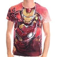 marvel comics mens iron man blasting sublimation print t shirt m red