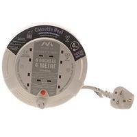 Masterplug Cable Reel SCT0413/4W-MP 4 m 4-Socket 13 amp Small Cassette