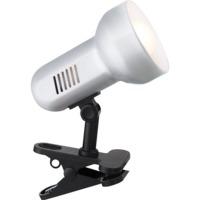 Matt Silver and Black Reflector Clip on Spot Light with Inline Switch