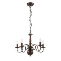 Manning Curled Gold Bronze Effect 5 Lamp Chandelier