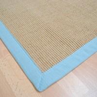 malmo natural aqua blue border sisal rugs 68x240