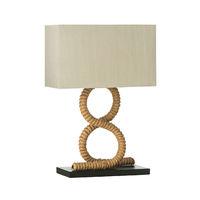 Maine Table Lamp UK Plug Jute Rope Flax Fabric Shade