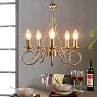 Marnia chandelier in antique brass, 5-bulb