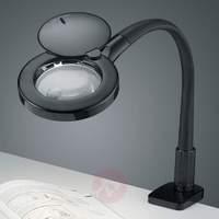 Magnifying glass LED clip lamp Lupo in black