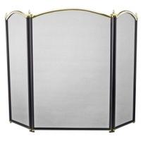 manor dynasty 3 fold folding fireguard black brass small