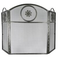 Manor Medallion 3 Fold Fireguard, Medallion 3 Fold, Antique Pewter