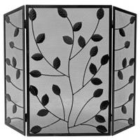 Manor 3 Fold Fireguard With Leaves, Black, 3 Fold