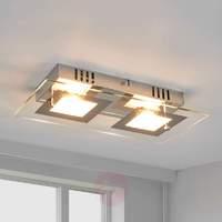 Manja  two-bulb LED ceiling lamp in chrome