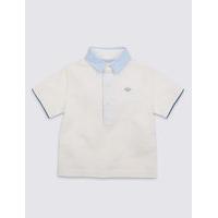 Marie-Chantal Boys Woven Collar Pique Polo (3 Months - 5 Years)