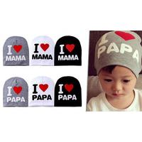 mama or papa love baby beanie hat 3 colours