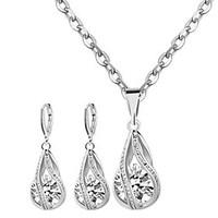 May Polly Simple zircon Drop Necklace Earrings Set