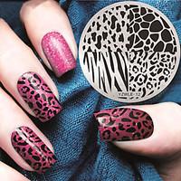 Manicure Circular Plate Geometry Zebra Blue Membrane DIY Stamp Printing Template