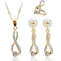 May Polly Fashion Small Diamond Pendant Necklace Earrings Set Ring