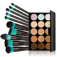 Makeup Kit -25 Pc Set Including 15 Colors Salon Contour Face Cream Makeup Concealer Palette10PCS Makeup Brush