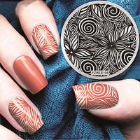 Manicure Circular Plate Geometric Flower Blue Membrane DIY Stamp Printing Template