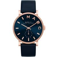 Marc Jacobs Baker ladies\' rose gold-plated and navy leather strap watch