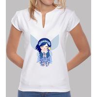 mandarin collar shirt blue fairy kokeshi