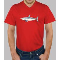 mako shark - man, manga short neck mouth shut, red