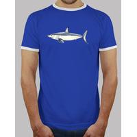 mako shark - man, retro style, royal blue and white